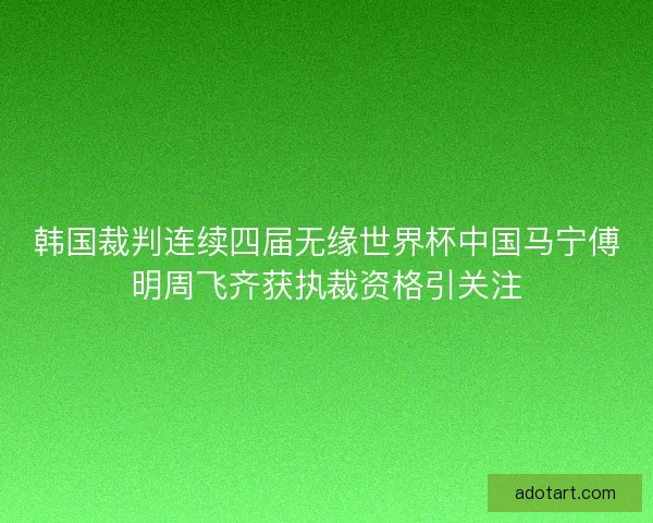 韩国裁判连续四届无缘世界杯中国马宁傅明周飞齐获执裁资格引关注